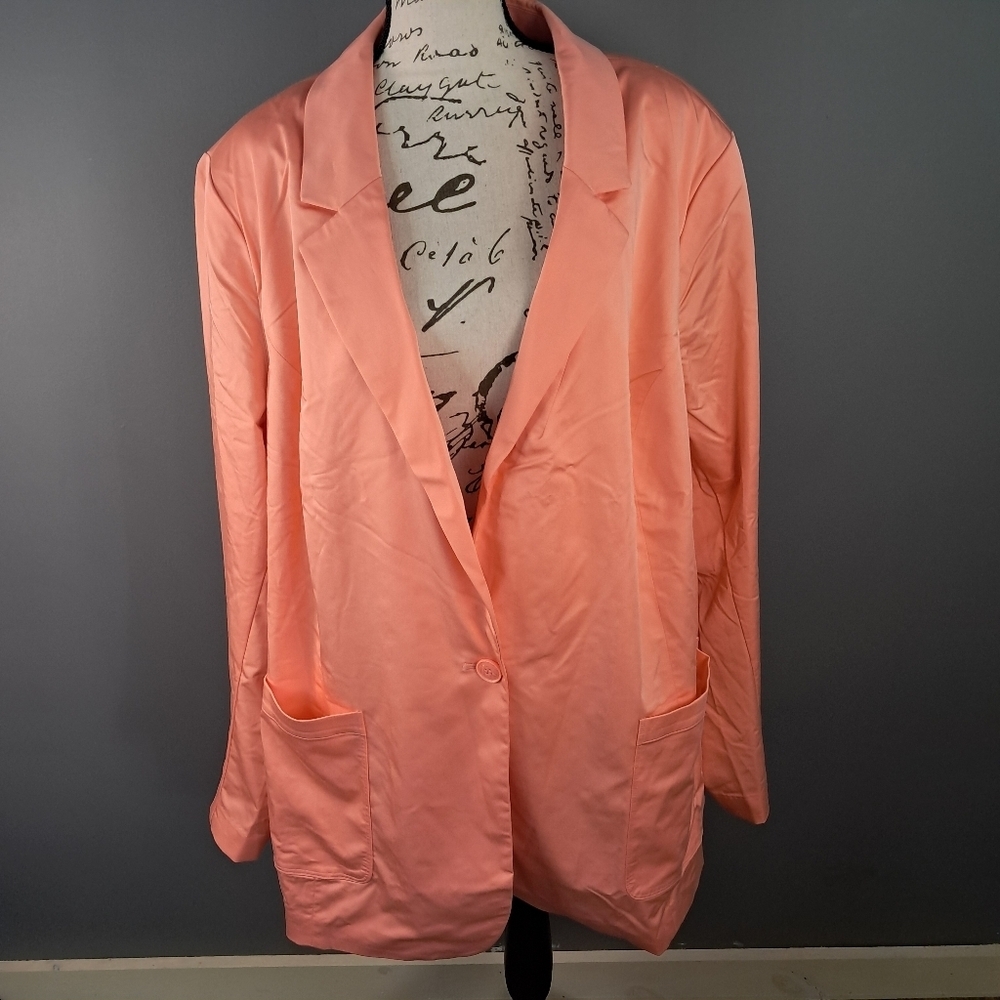 Lane Bryant One Button Blazer Peach Jacket Women's Size 28 Business Workwear